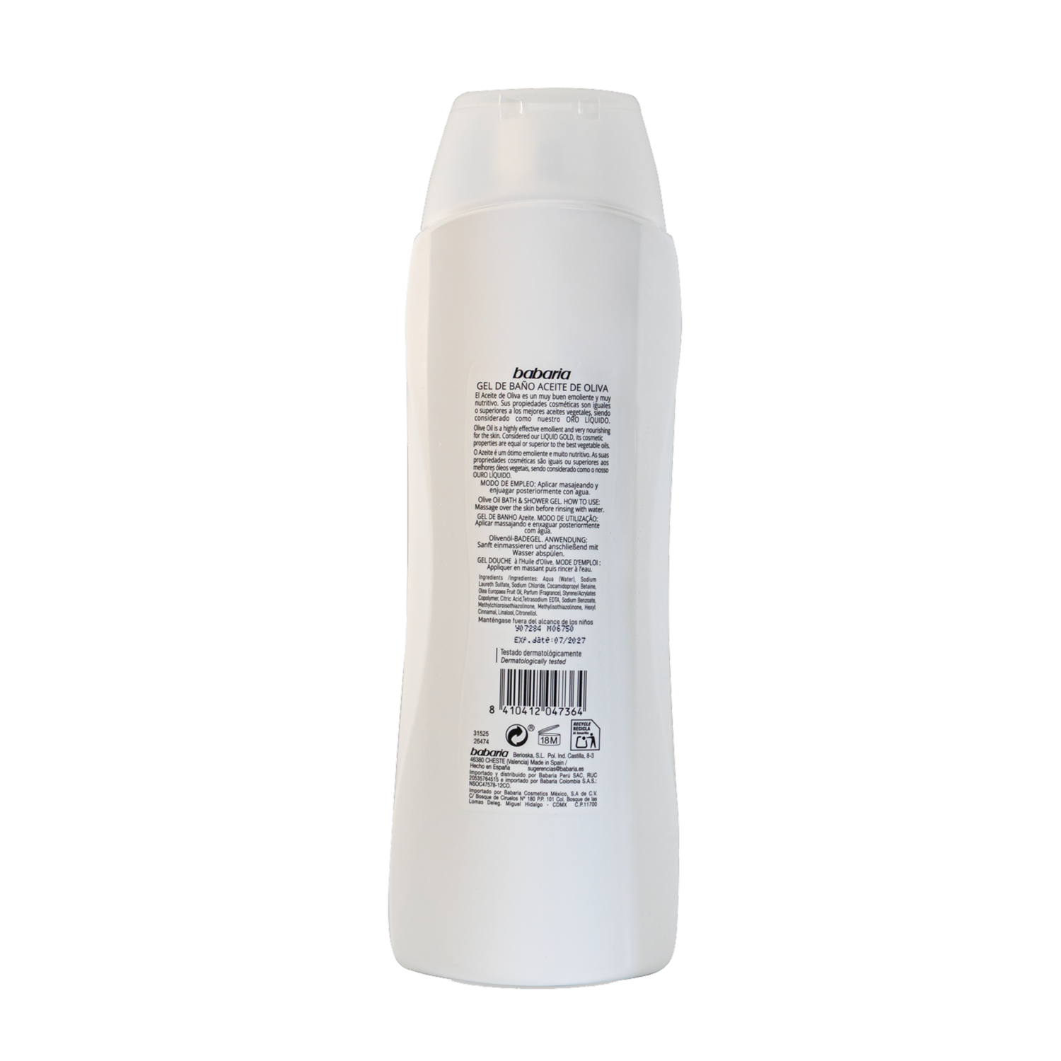 Gel De Baño Con Aceite De Oliva Cream Sensations BABARIA 600 Ml