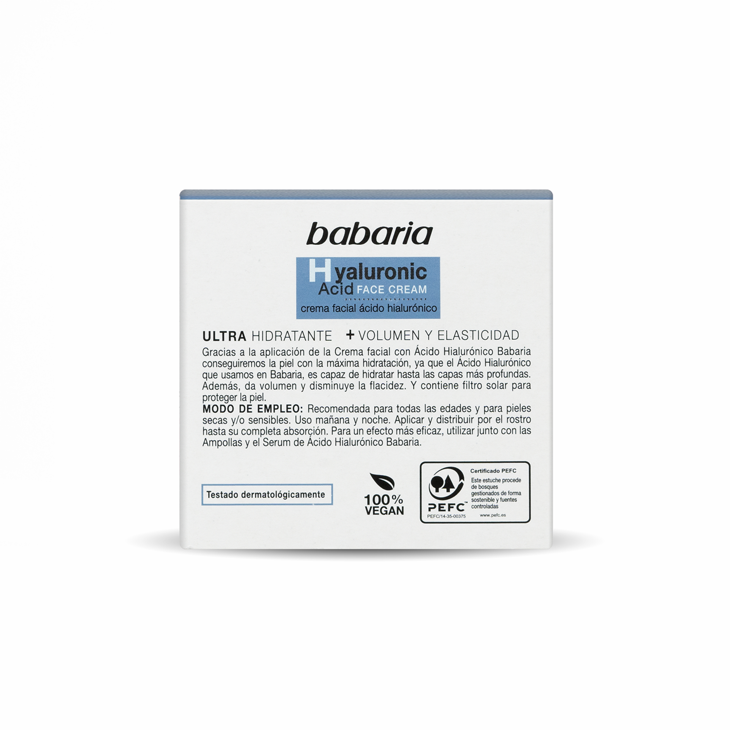 Crema Facial Con Ácido Hialurónico Día Y Noche BABARIA 50 Ml