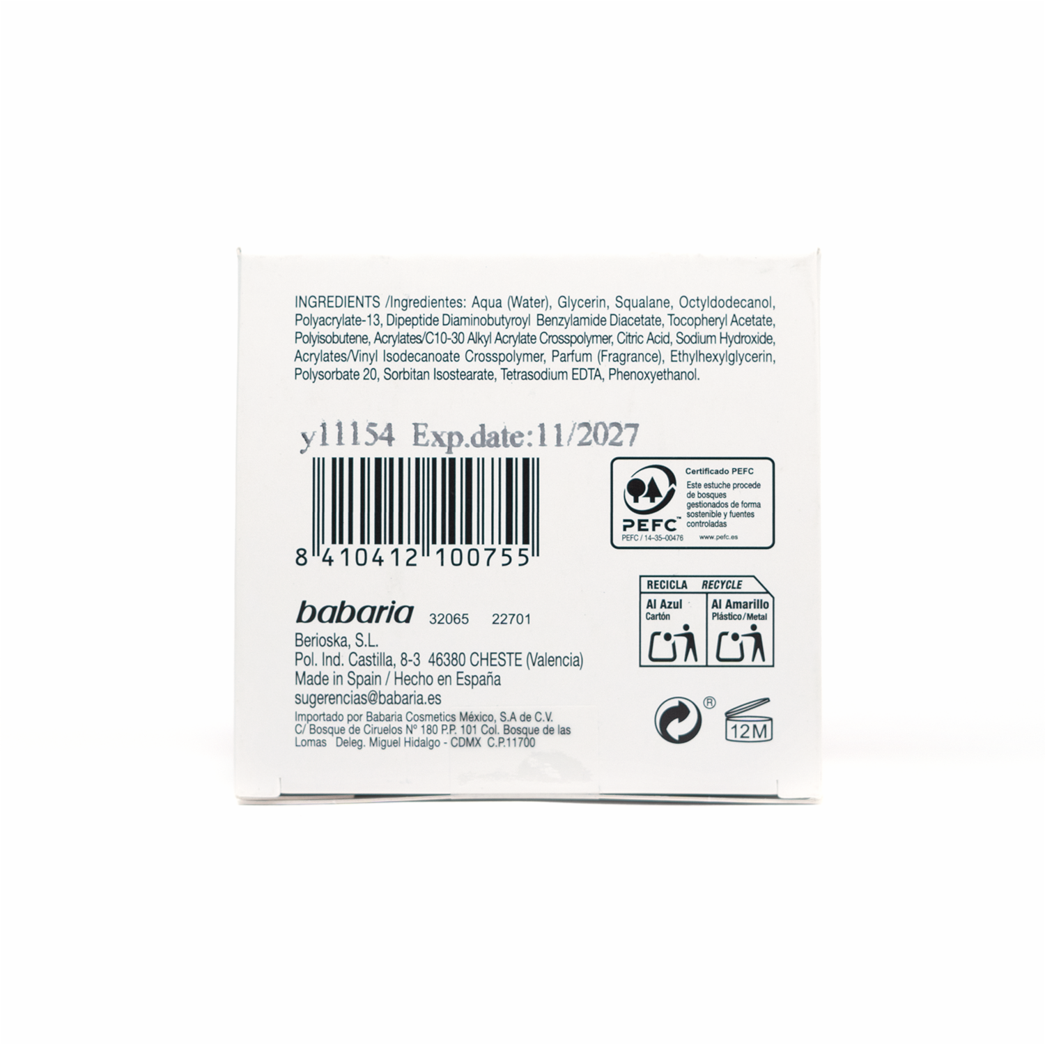 Crema Facial Efecto Botox TotaLift Día Y Noche BABARIA 50 Ml