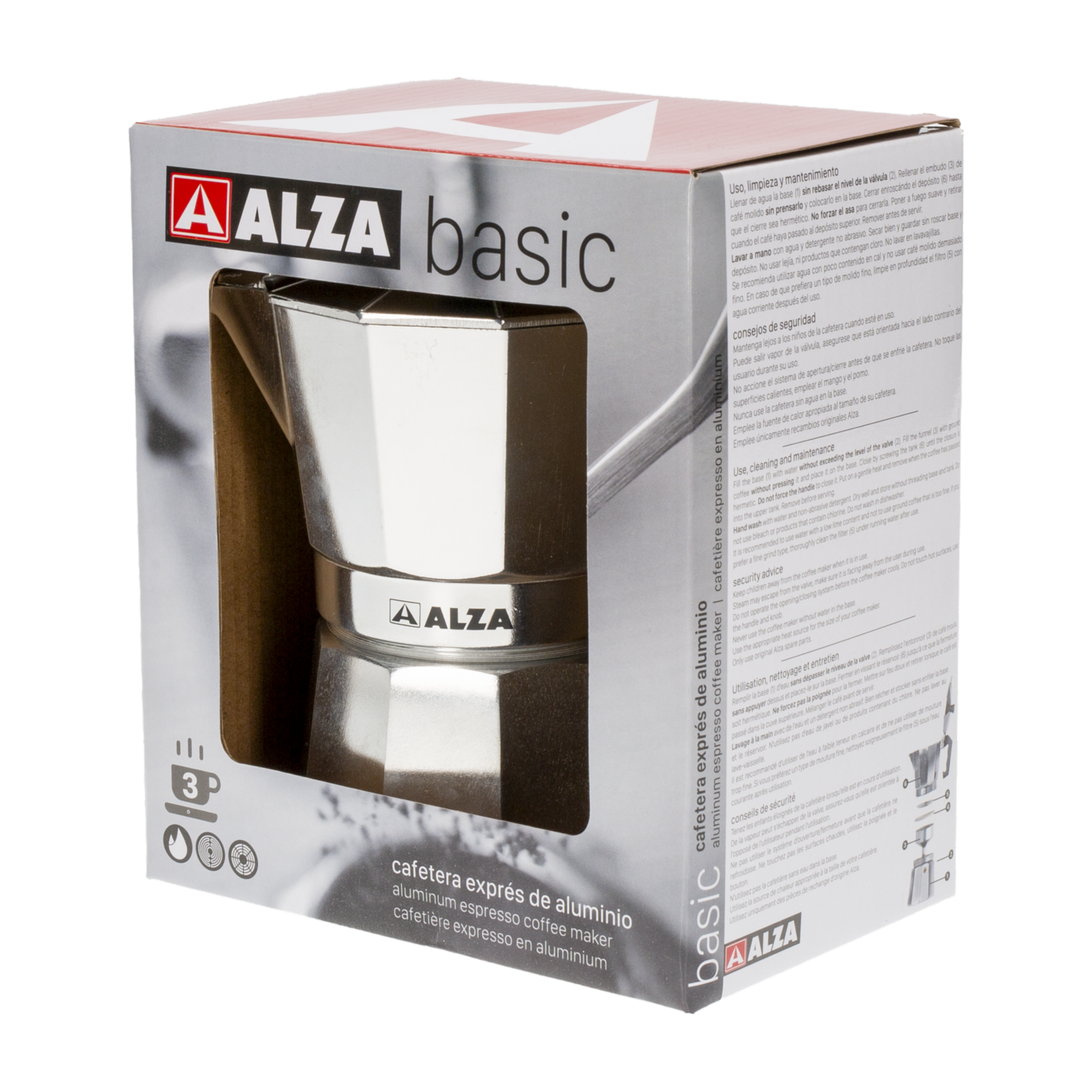 Cafetera Italiana De Aluminio ALZA 750 Ml