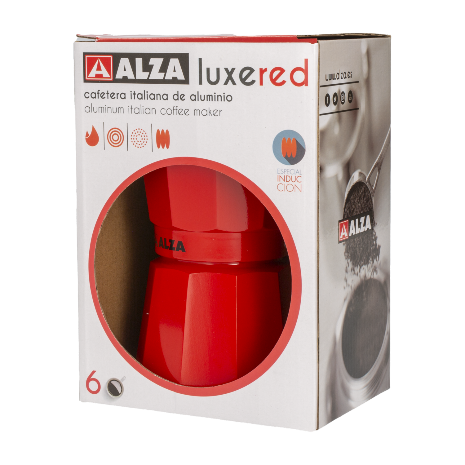 Cafetera Italiana De Aluminio Rojo ALZA 1,5 L
