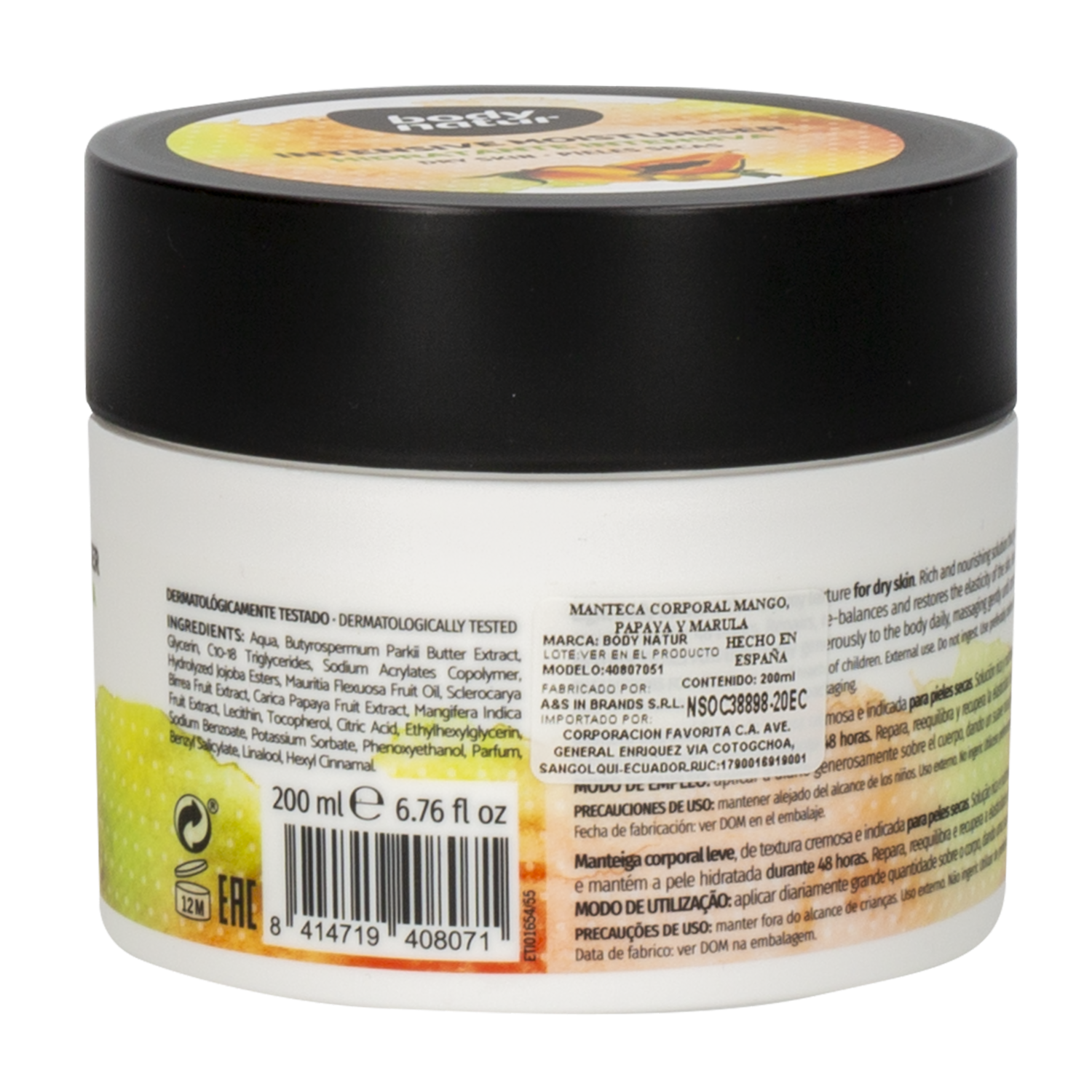 Manteca Corporal Mango + Papaya Y Marula BODY NATUR 200 Ml