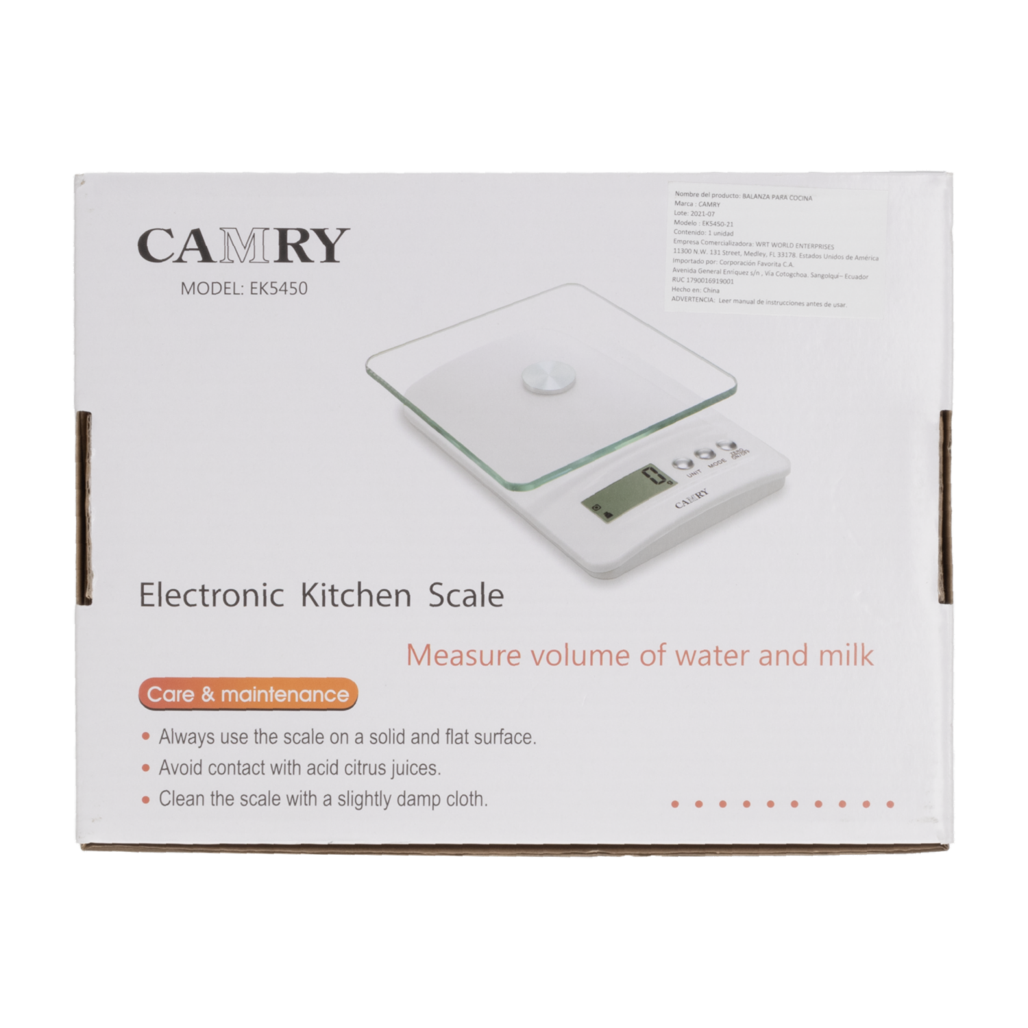 Balanza Cocina Digital CAMRY Unidad