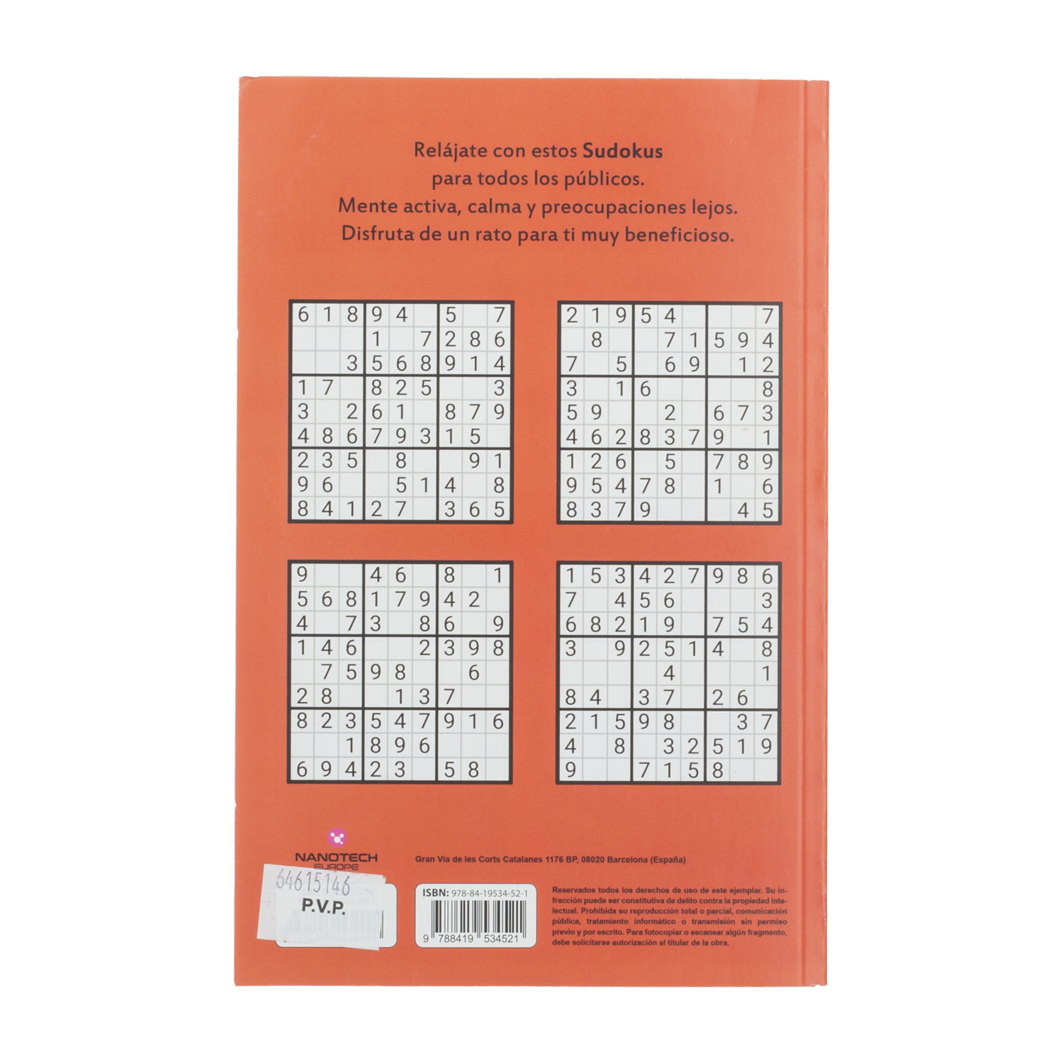 Libro De Sudokus Incluye Soluciones MR.BOOKS 320 Páginas
