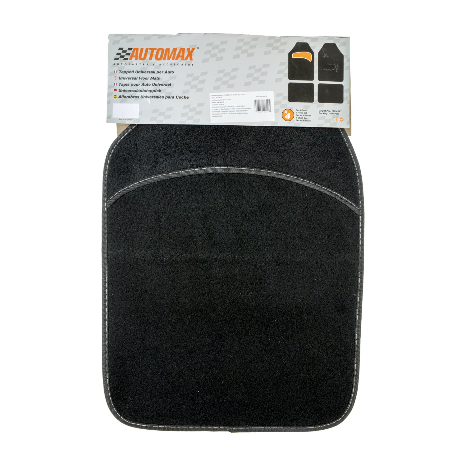 Moqueta Para Auto Textil Full Set AUTOMAX 4 Piezas