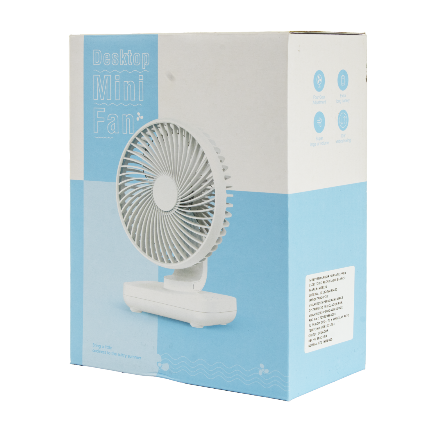 Ventilador  Portátil Recargable Blanco JV 22-04-005