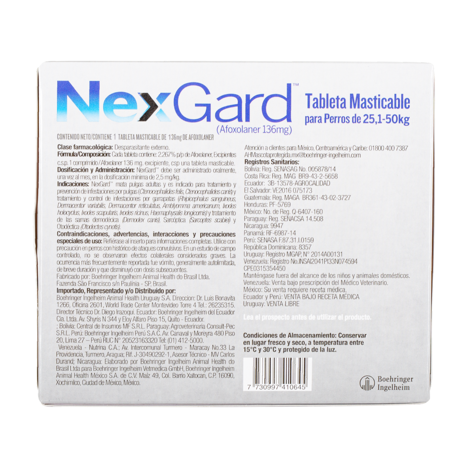 Antiparasitario Para Perros En Tableta Masticable Extra Small NEXGARD 6 G