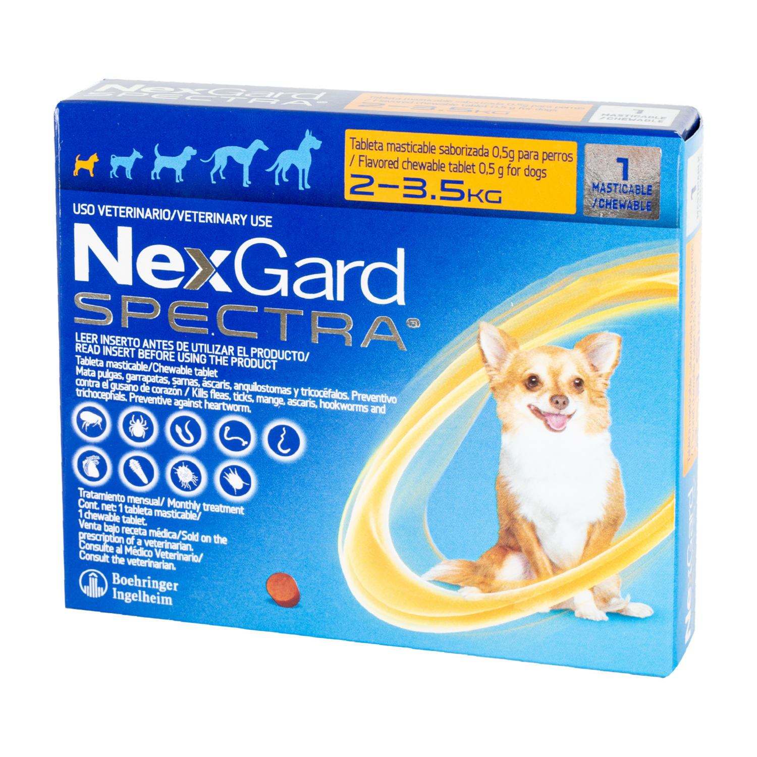 Antiparasitario Para Perros En Tableta Masticable Extra Small NEXGARD SPECTRA 0,50 G