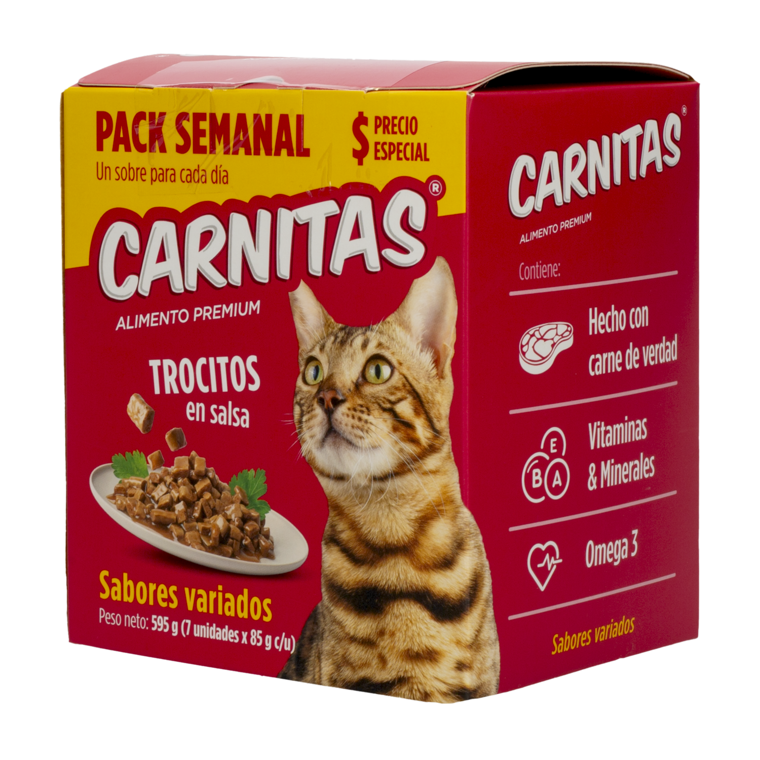 Alimento Húmedo Para Gatos Trocitos En Salsa Sabores Variados CARNITAS 7 X 85 G