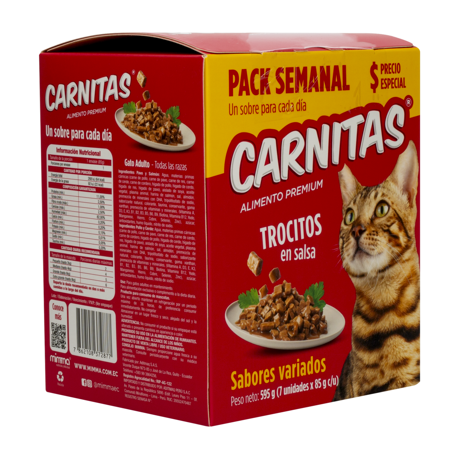Alimento Húmedo Para Gatos Trocitos En Salsa Sabores Variados CARNITAS 7 X 85 G