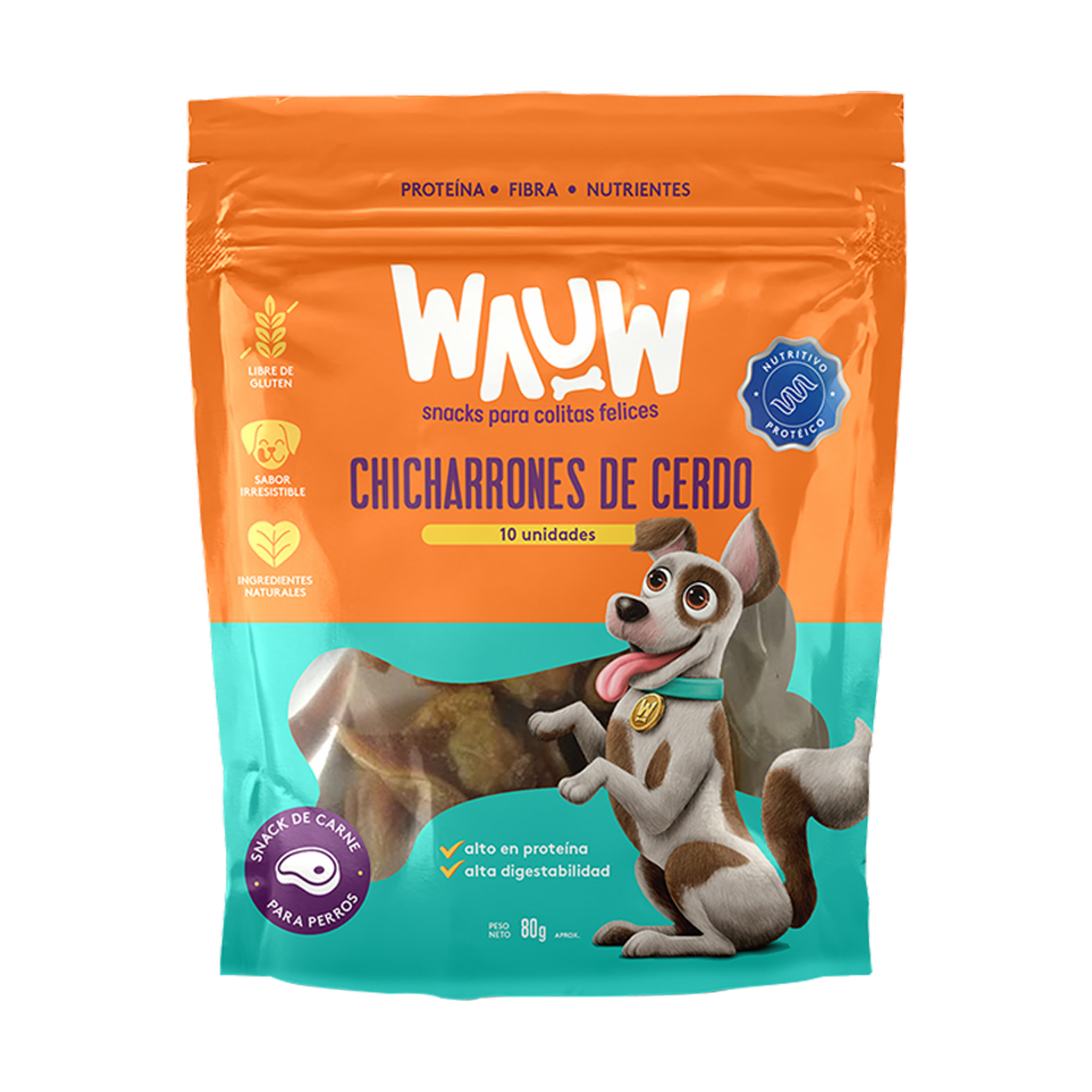 Snack Para Perros Chicharrones De Cerdo WAUW 80 G