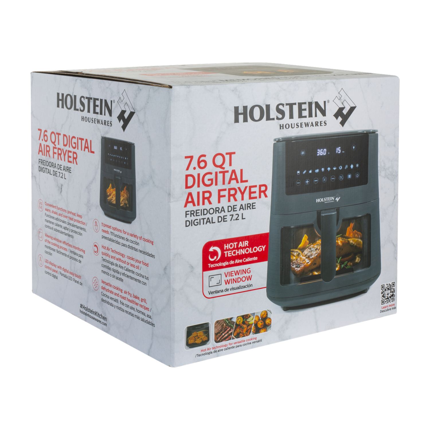 Air Fryer 1500 Watts Digital HH-09114020DG HOLSTEIN 7.2 Litros