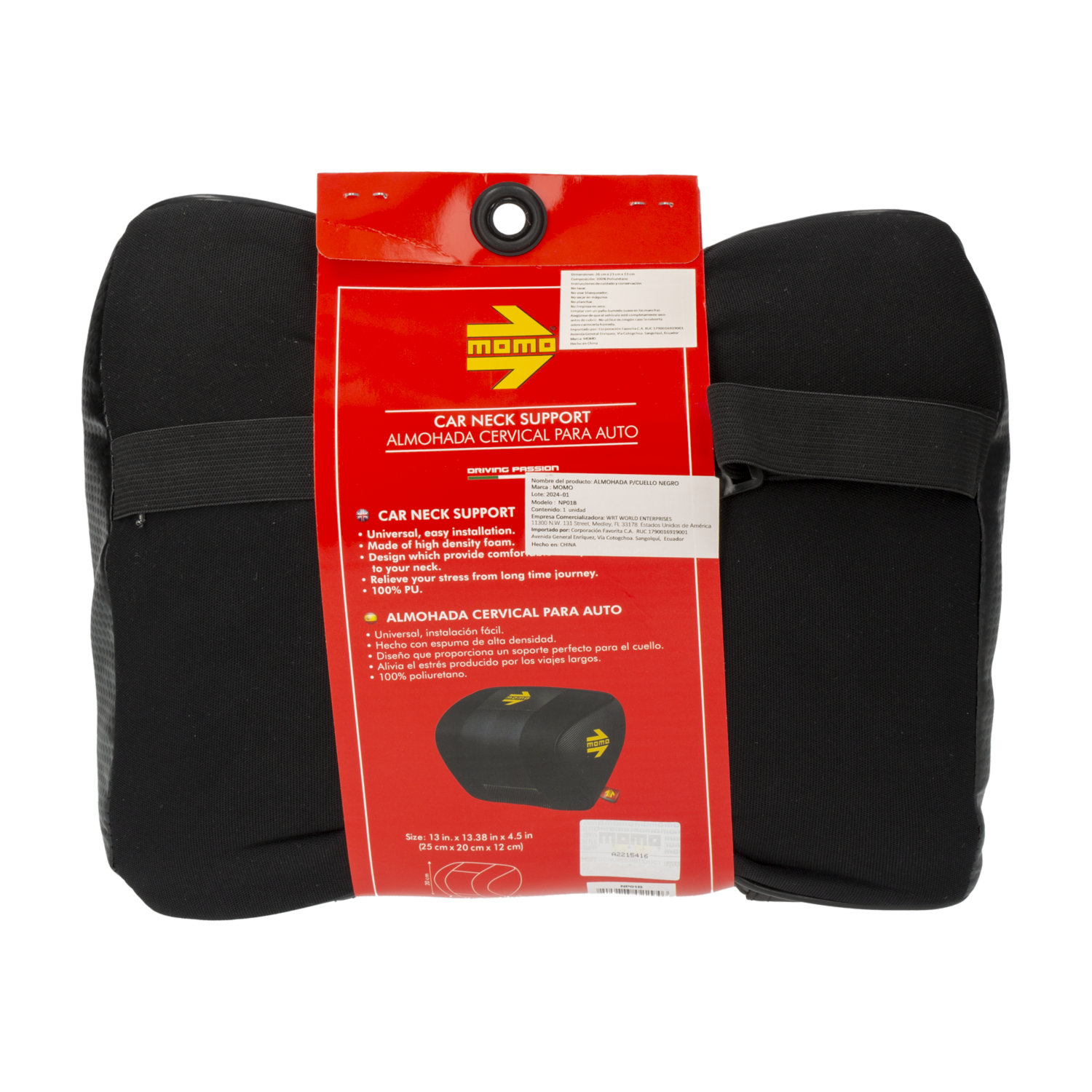 Almohada De Auto Para Cuello Color Negro MOMO Unidad