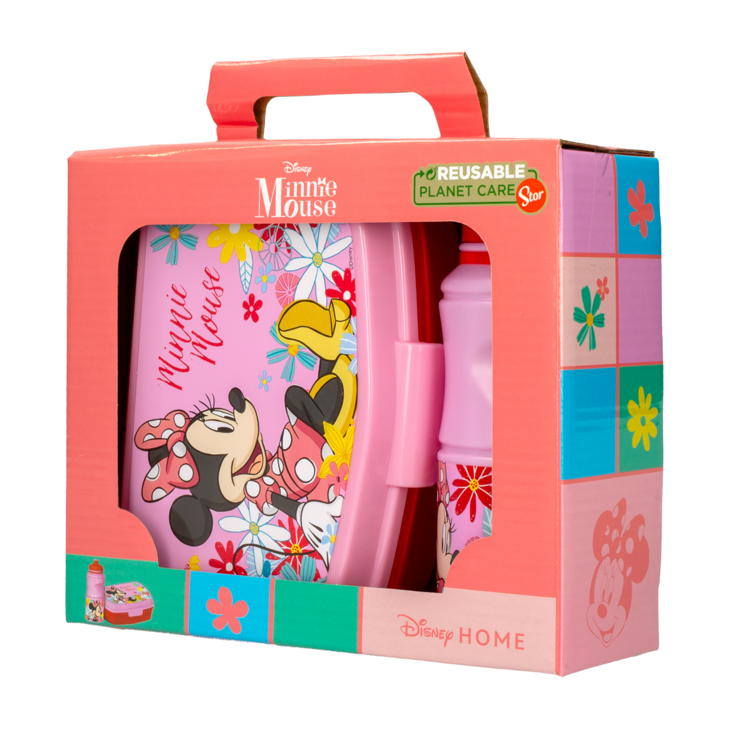 Set Infantil Botella Y Porta Alimentos Diseño Minnie Mouse STOR 2 Piezas