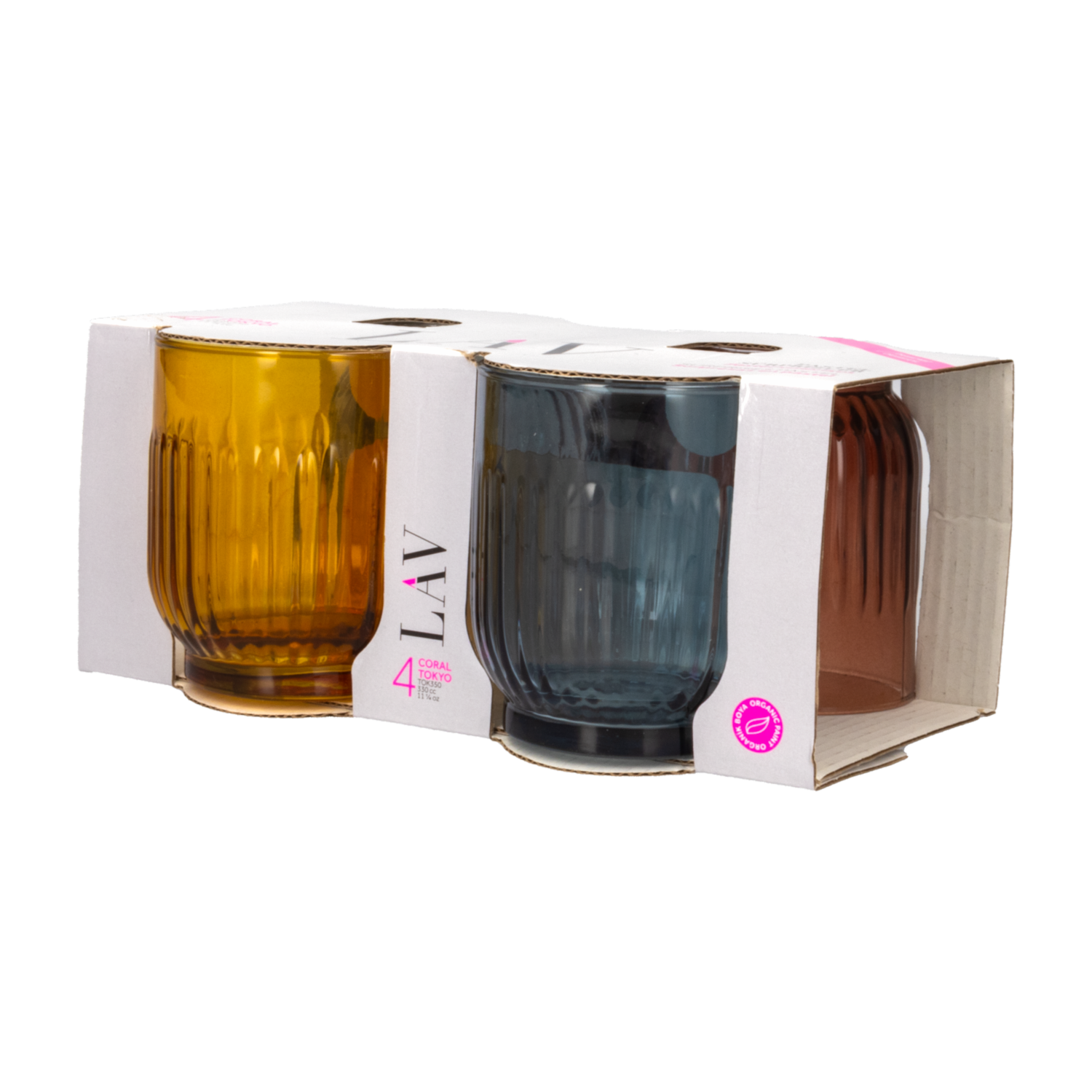 Set De Vasos Línea Tokio De Colores 4X330 Ml LAV LV-TOK350