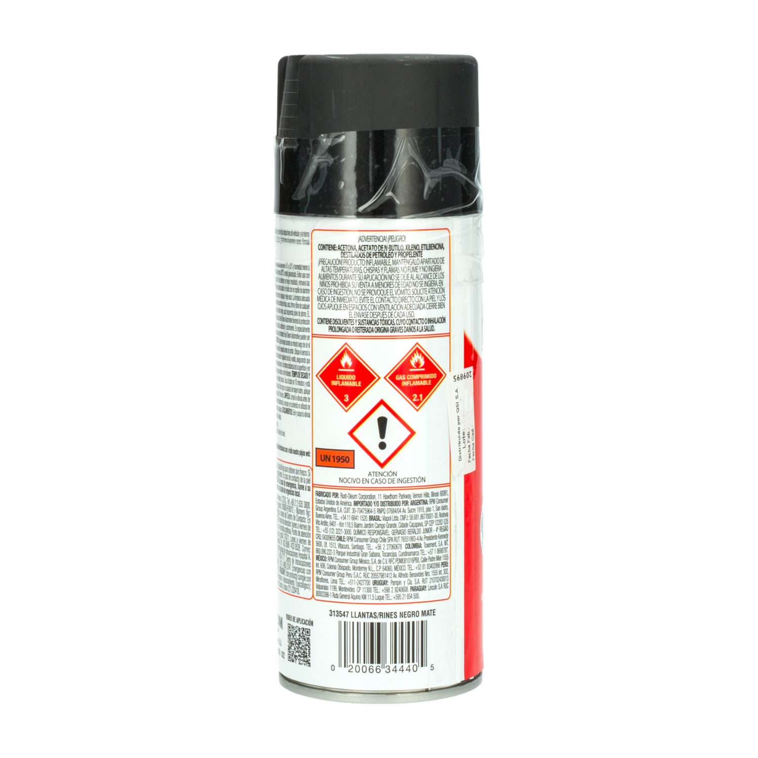 Pintura Para Llantas/Rines Negro Mate Aerosol RUST OLEUM 312 G