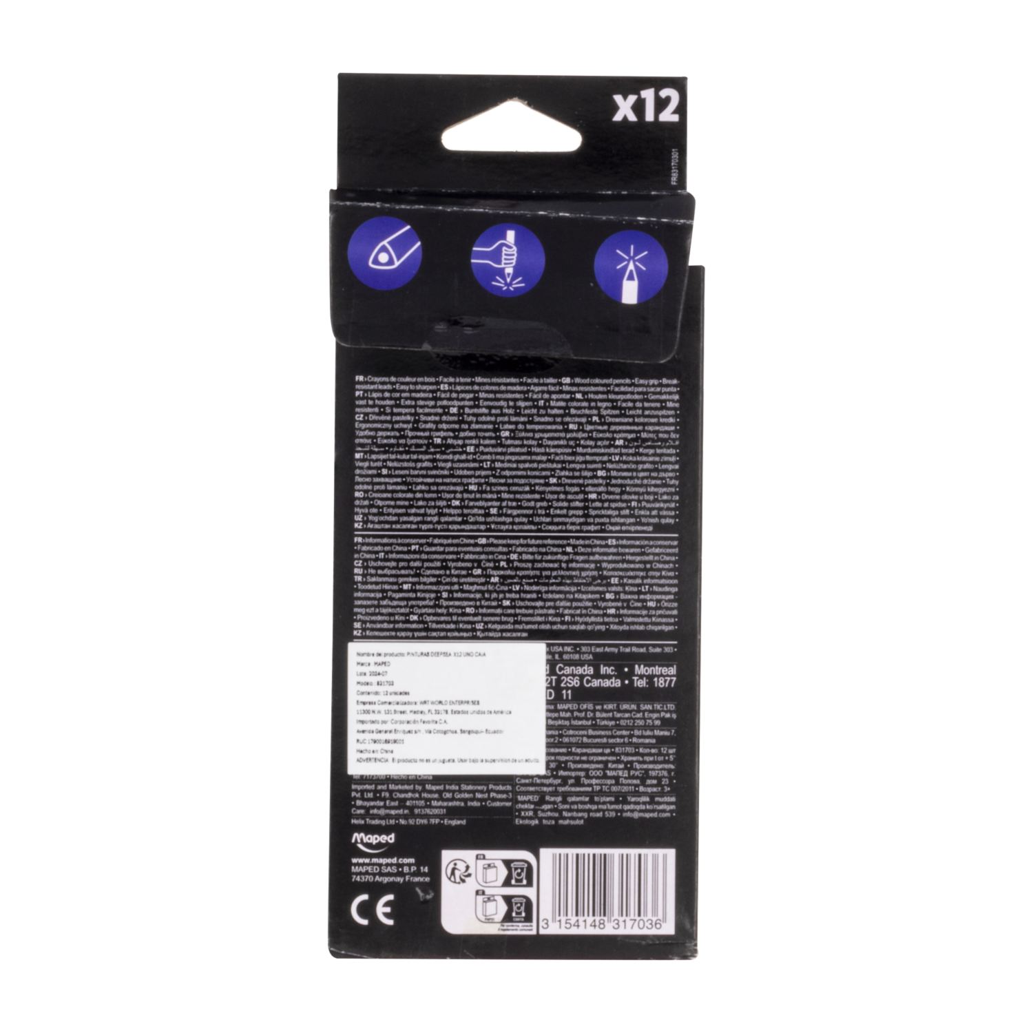 Lápices De Colores De Madera MAPED X 12 Uds