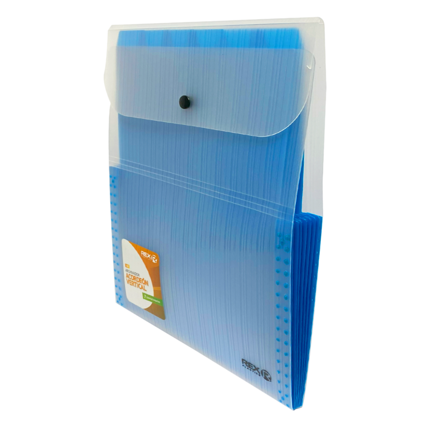 Archivador Acordeón 7 Compartimientos Vertical Transparente Azul REX PLASTICS A4