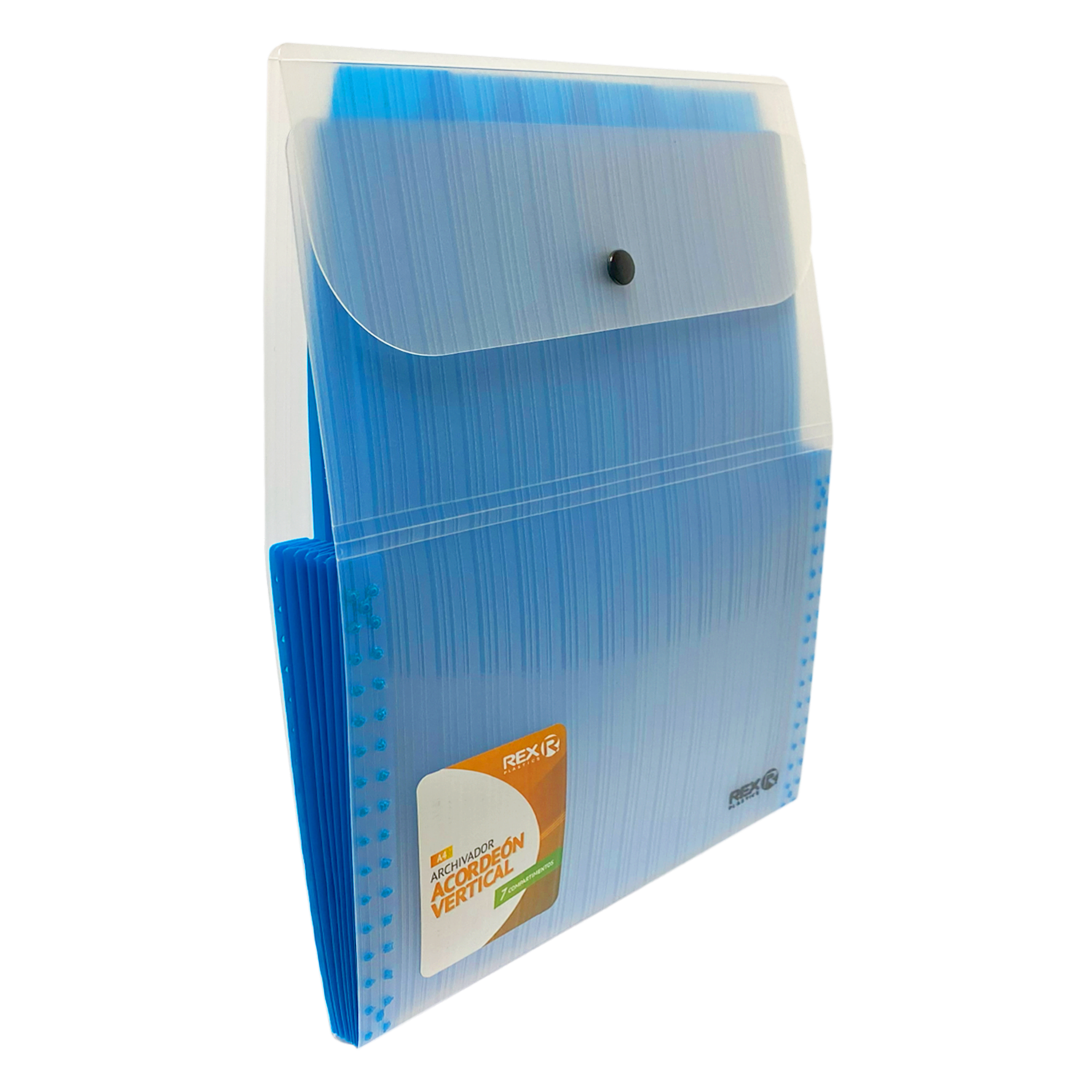 Archivador Acordeón 7 Compartimientos Vertical Transparente Azul REX PLASTICS A4