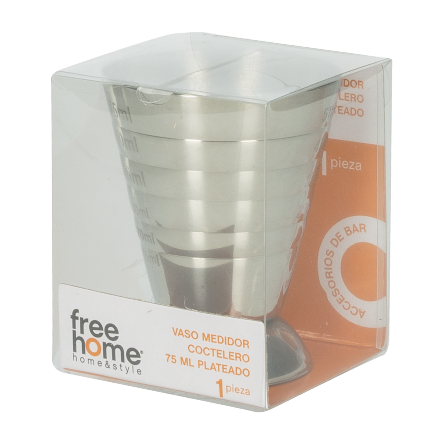 Vaso Coctelero Medidor Plateado FREE HOME 75 Ml