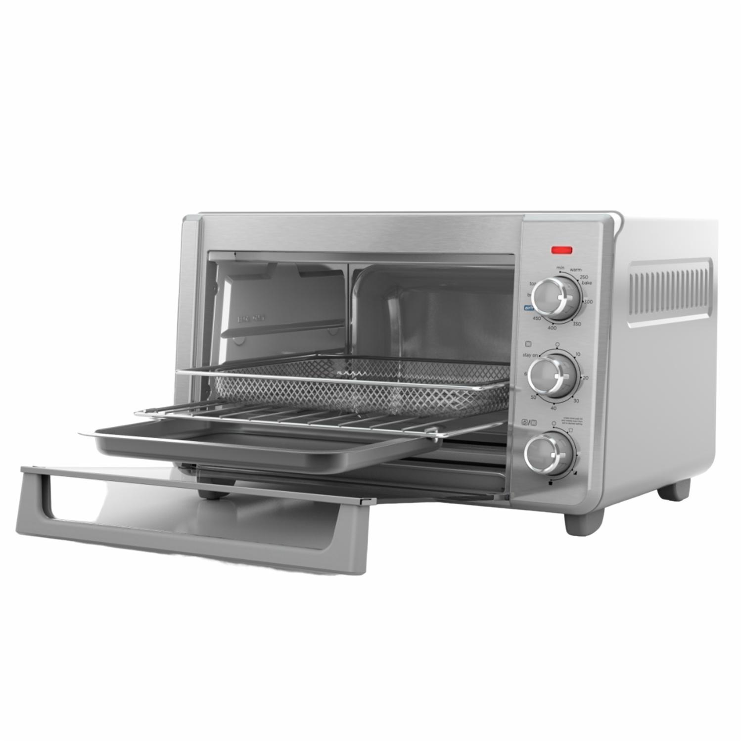 Horno Tostador Eléctrico Freidora De Aire, 2 En 1 Hornea Y Fríe Con Aire BLACK & DECKER 0,7 Pies