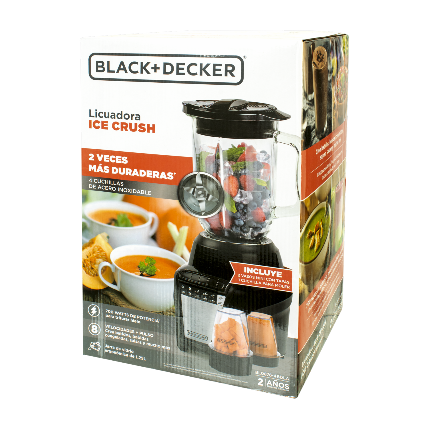 Licuadora 700W Vaso De Vidrio BL0876-4BDLA BLACK & DECKER 8 Velocidades