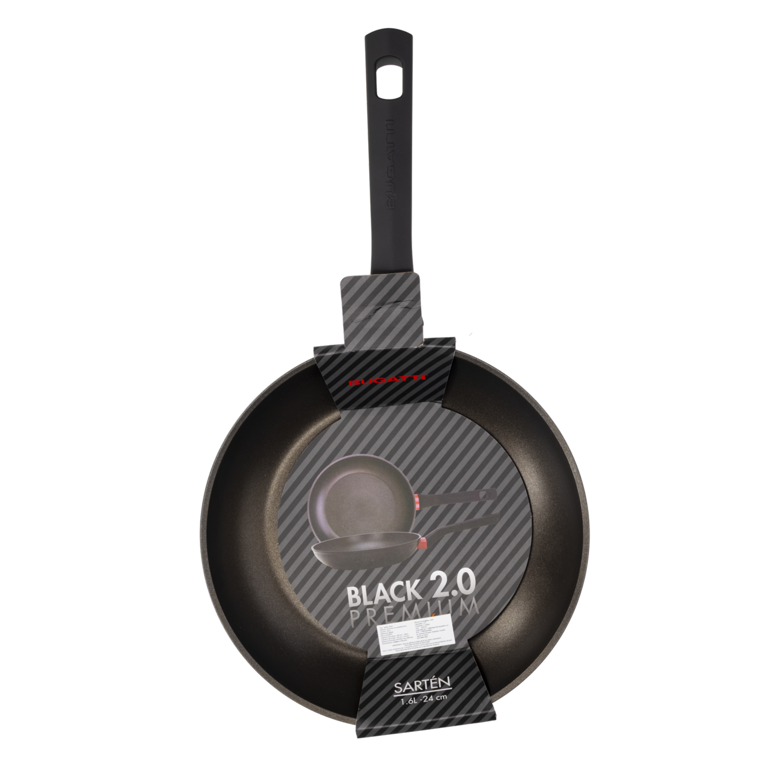 Sartén De Inducción Negro 1,6 Litros BUGATTI 24 Cm
