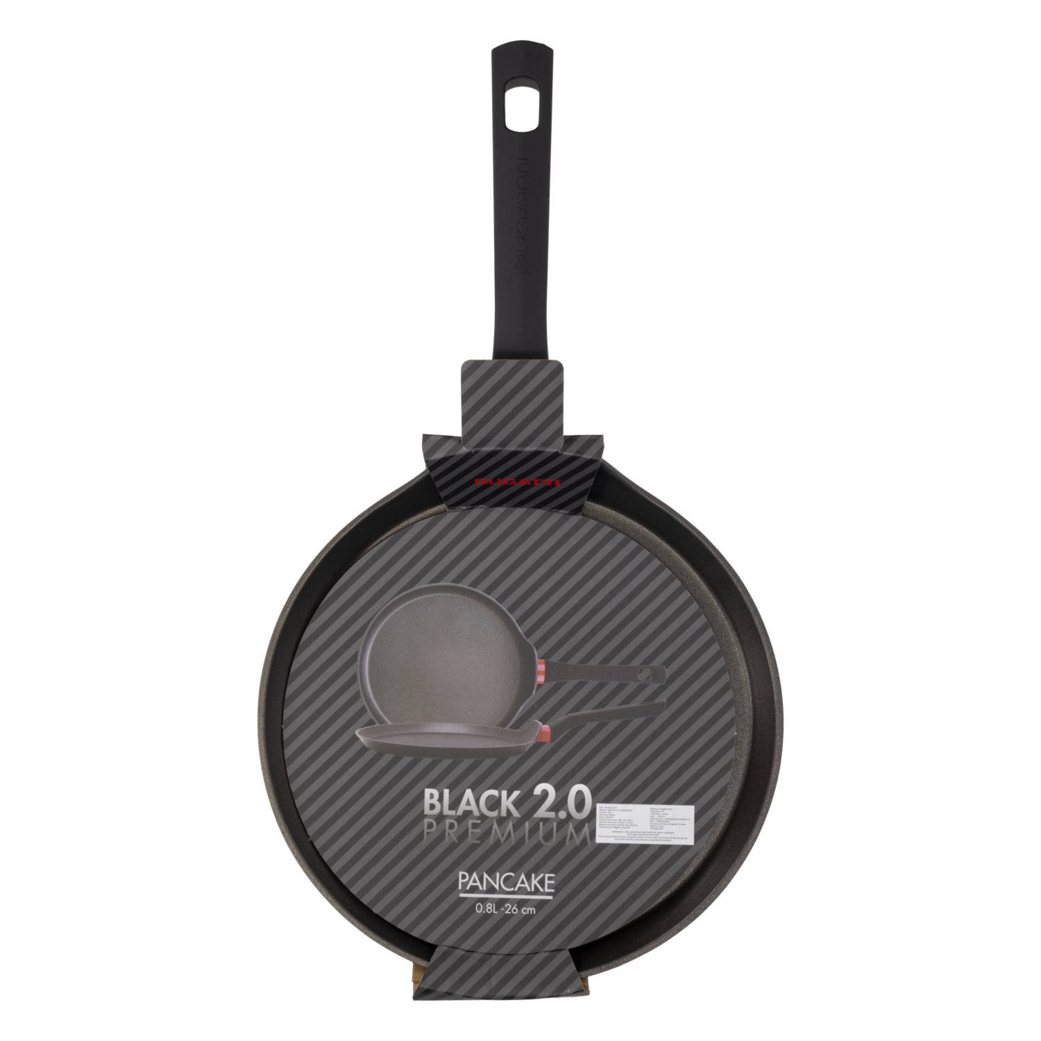 Sartén De Inducción Negro Para Pancake 0,8 Litros BUGATTI 26 Cm