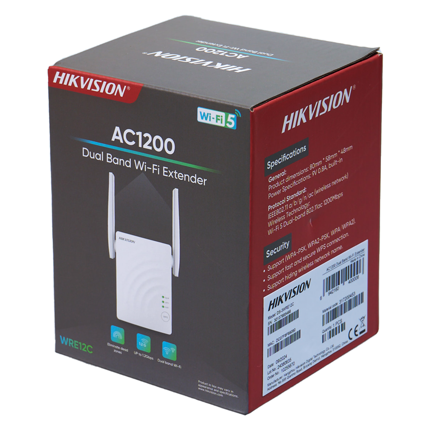 Extensor Repetidor WRE12C AC1200 2 Antenas Dual Band HIKVISION 1200 Mbps