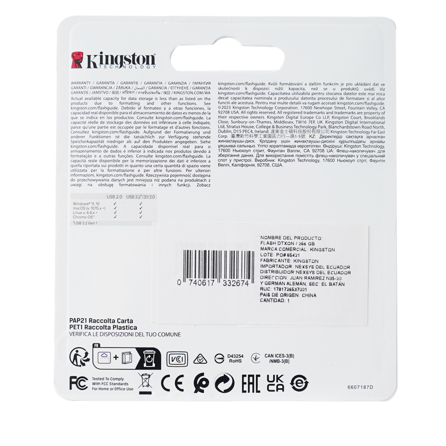 Memoria USB3.2 GEN1 KINGSTON 256 Gb