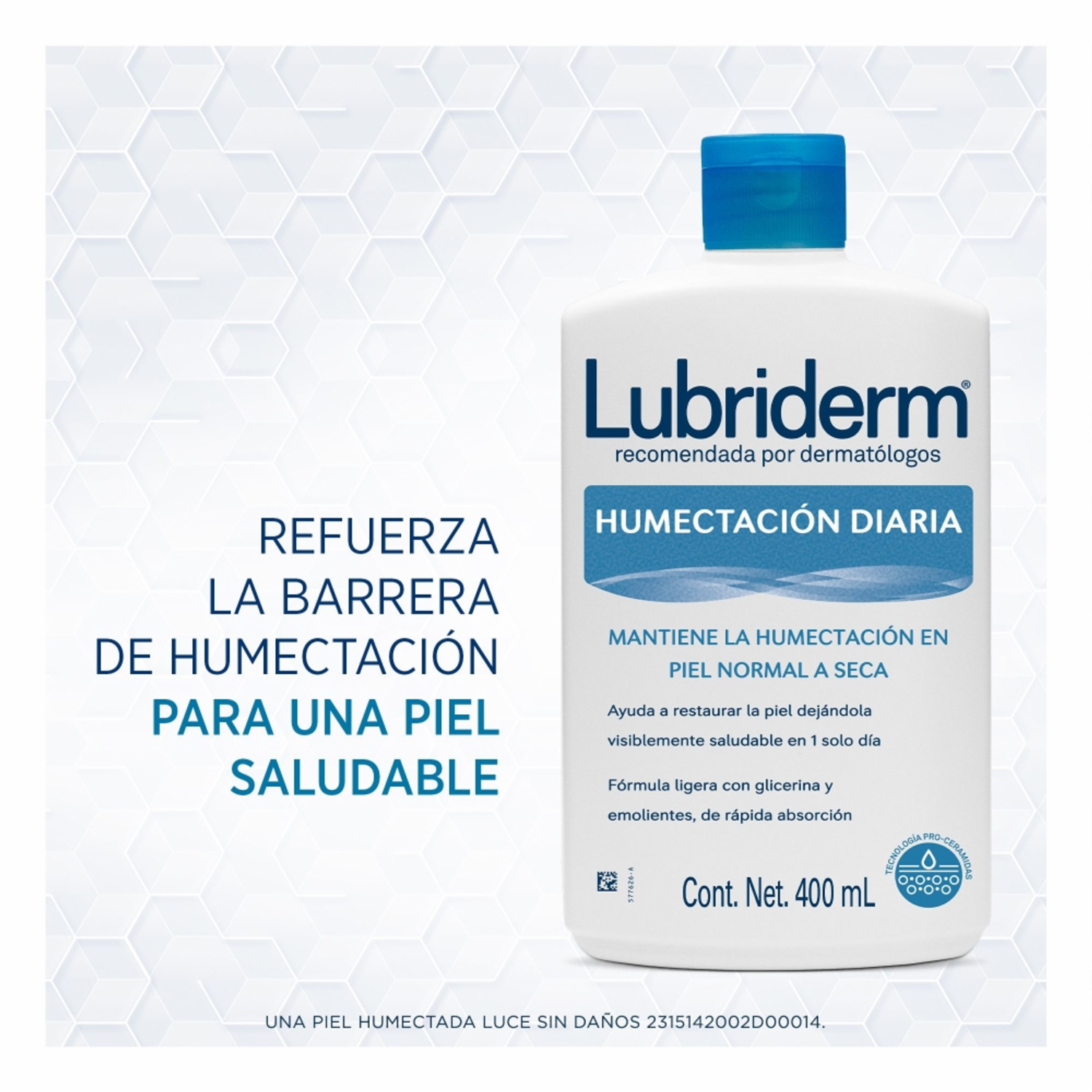 Crema Corporal Humectación Diaria Para Piel Normal A Seca LUBRIDERM 400 Ml