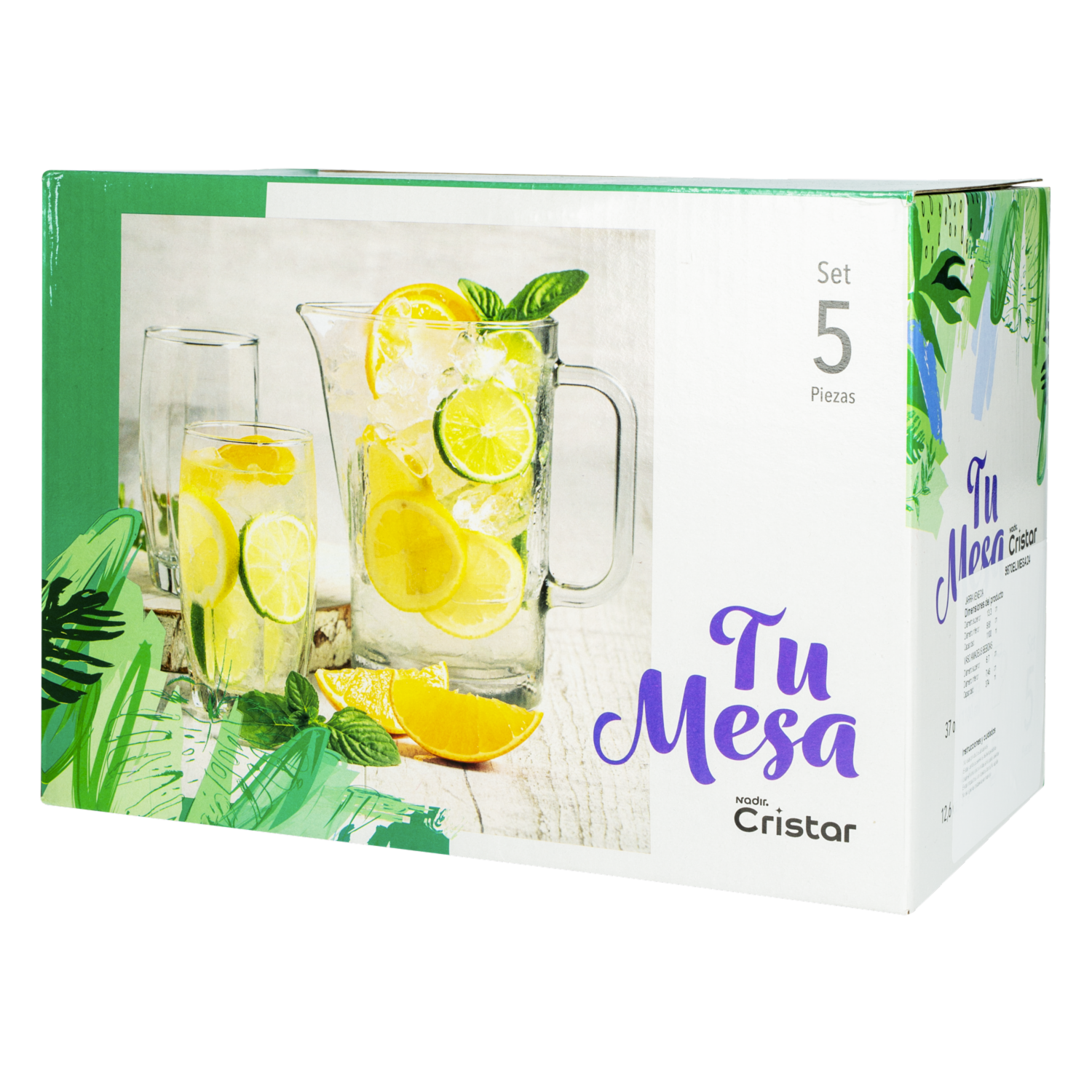 Set Jarra Y Vaso Venecia 5  Piezas CRISTAR 9870