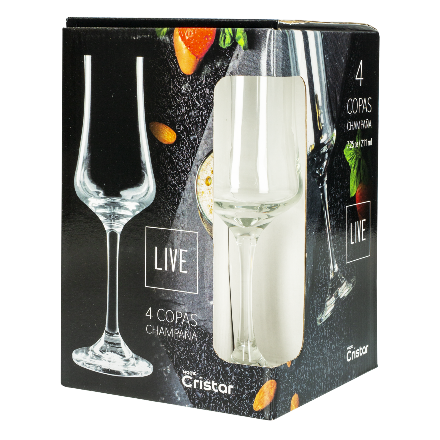 Set De Copas Champagne Bolonia 4  Piezas CRISTAR 5479EL4LIV