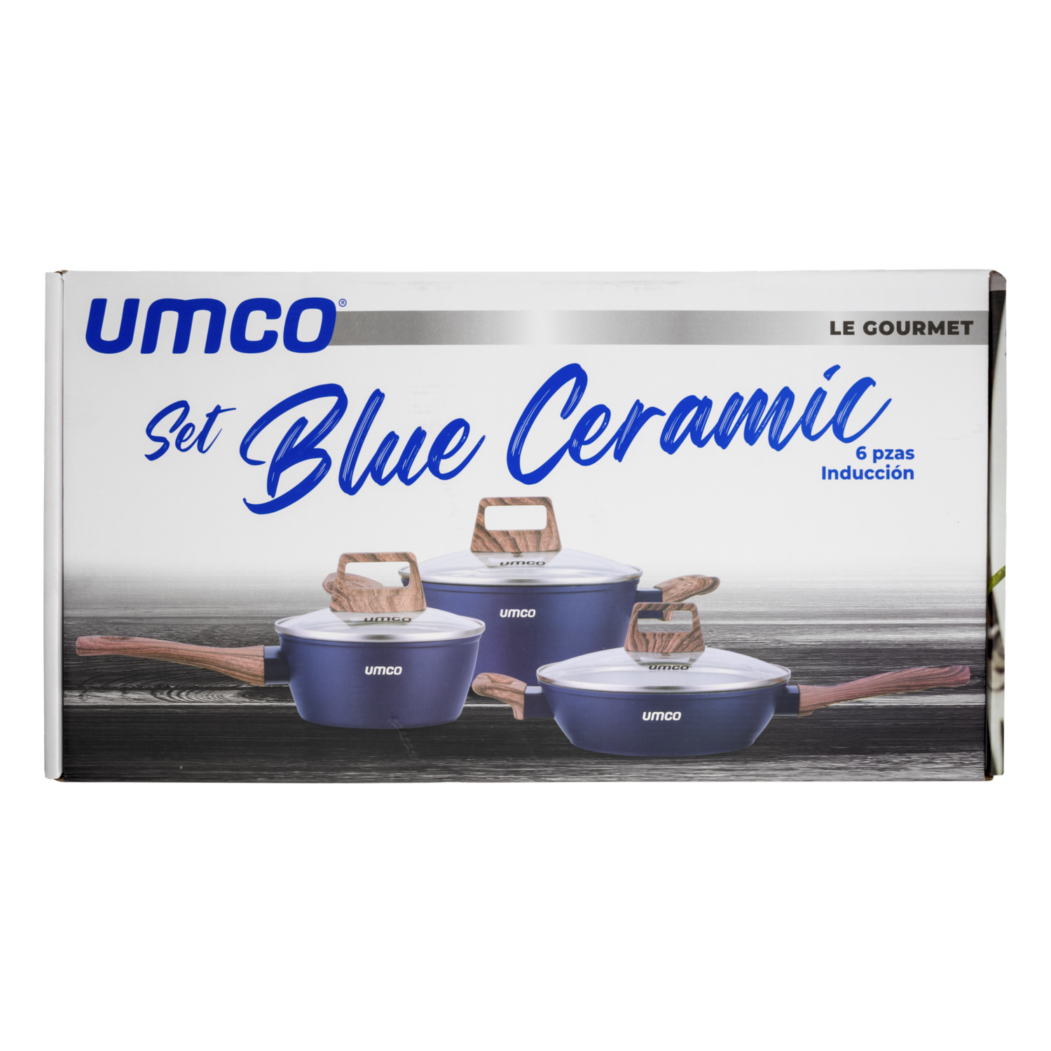 Set De Ollas Y Sartenes Inducción Cerámica Blue Ceramic UMCO 6 Piezas