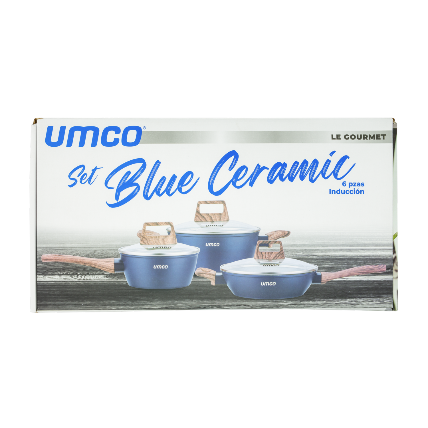 Set De Ollas Y Sartenes Inducción Cerámica Blue Ceramic UMCO 6 Piezas