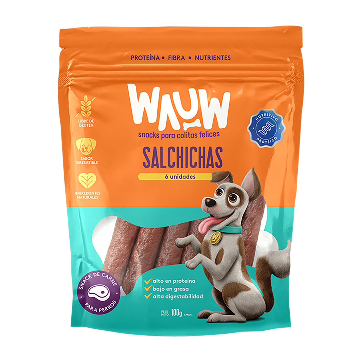 Snack Para Perros Salchichas Masticables WAUW 100 G
