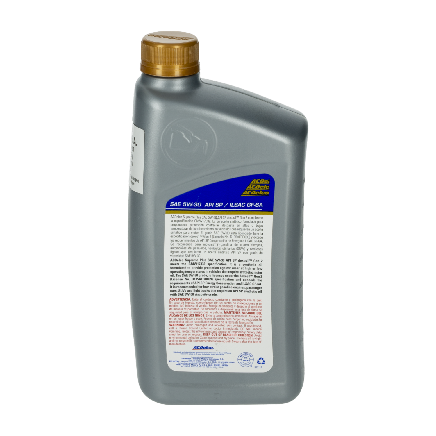 Aceite Para Auto SAE 5W30 DEXOS 1 ACDELCO 0,25