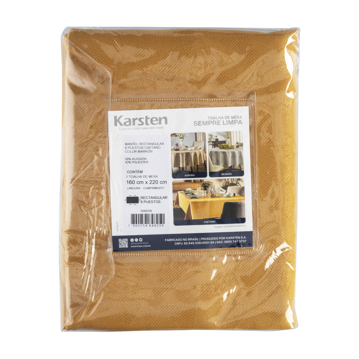 Mantel Rectangular Diseño Caetano Marrón 6 Puestos KARSTEN