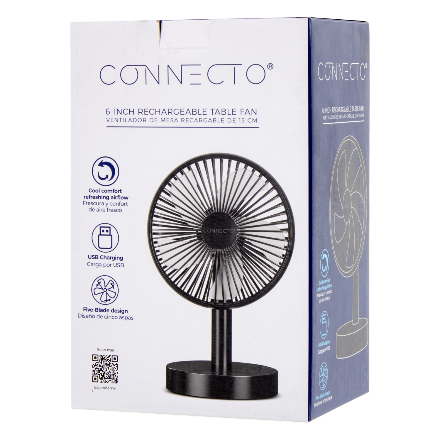 Ventilador De Mesa Recargable 3 Velocidades CONNECTO CVT-004B