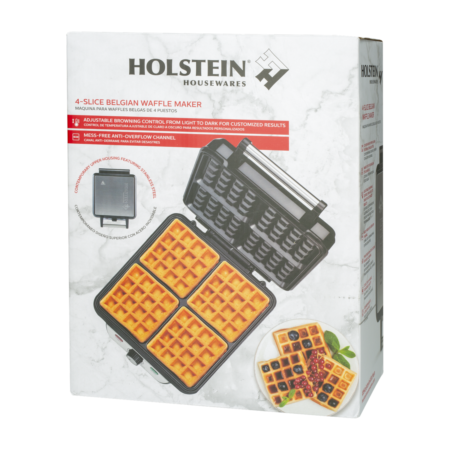 Waflera Eléctrica Para Panes Belgas HH-09037020B HOLSTEIN 4 Rebanadas