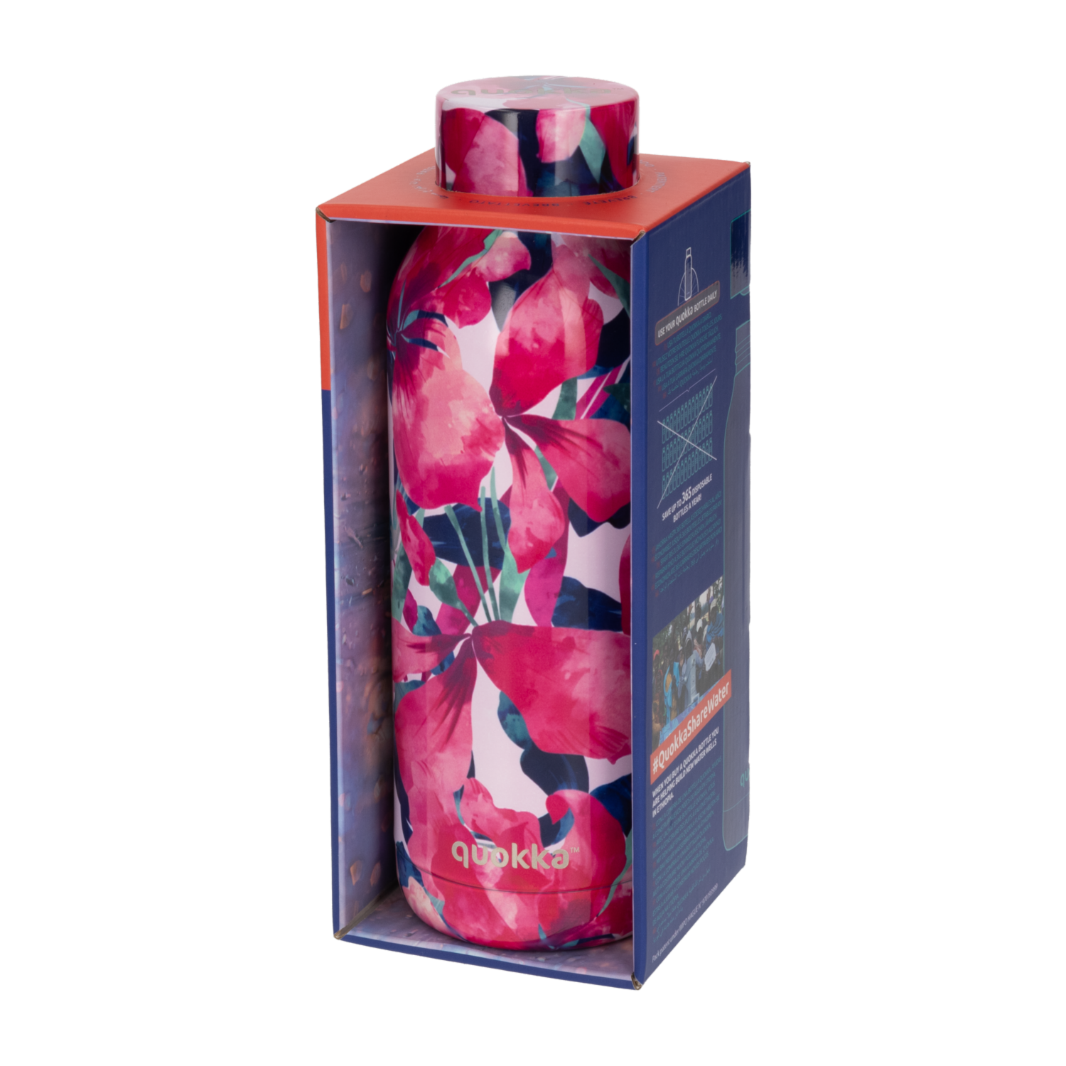 Botella Térmica Flores Rosadas QUOKKA 510 Ml