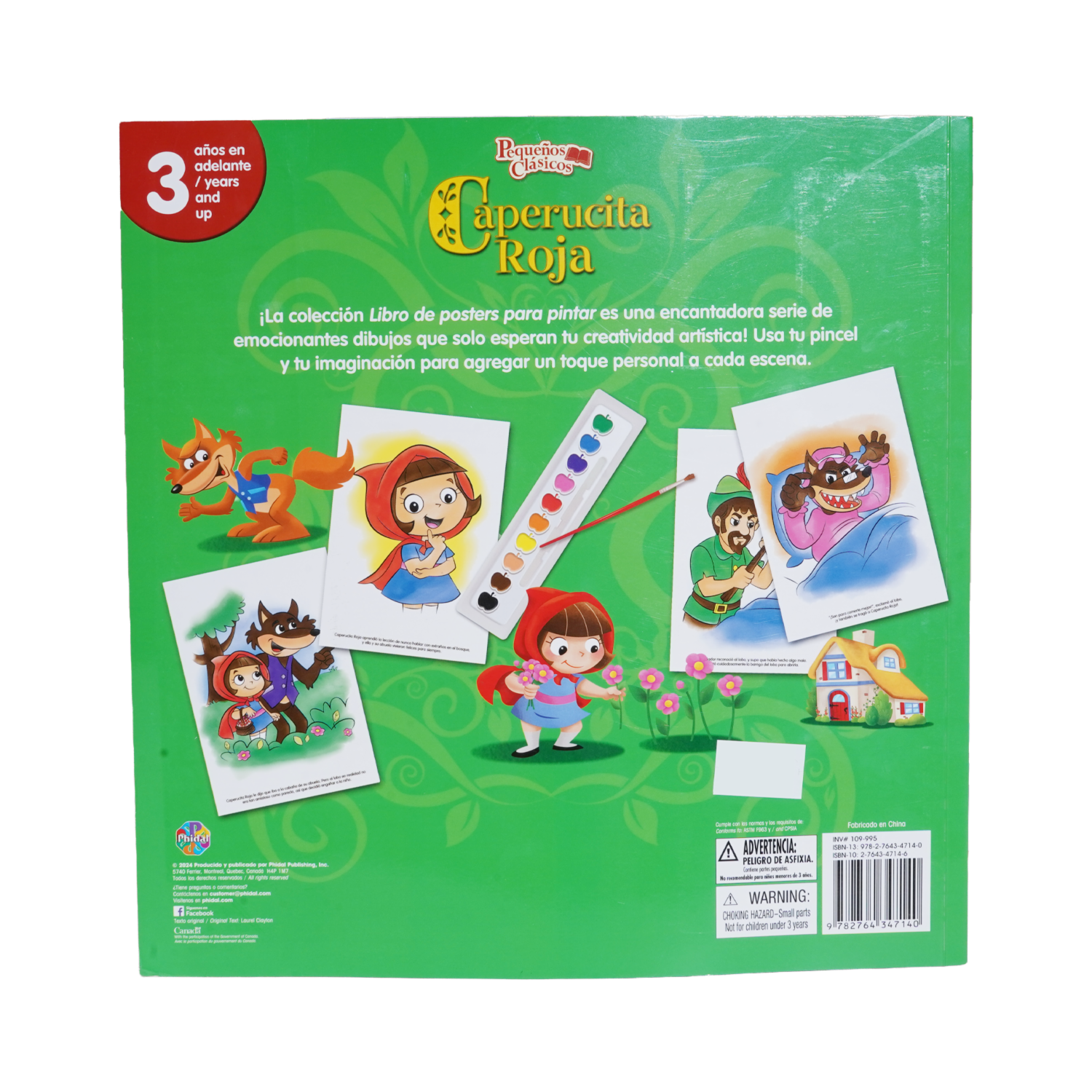 Libro Caperucita Roja + Acuarelas PHIDAL 23 Páginas