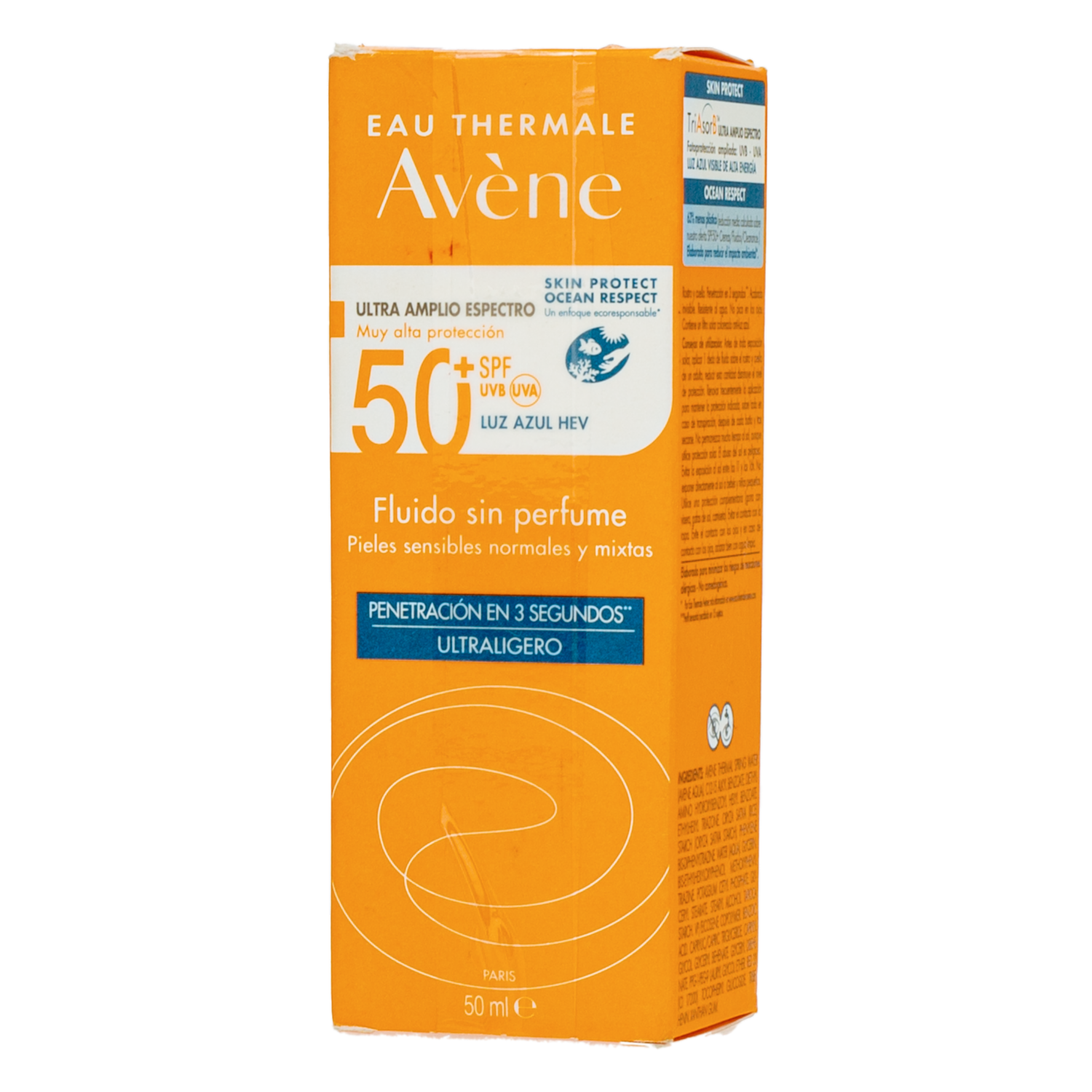 Protector Solar Fluido Sin Perfume Ultra Ligero SPF 50+ AVÈNE 50 Ml