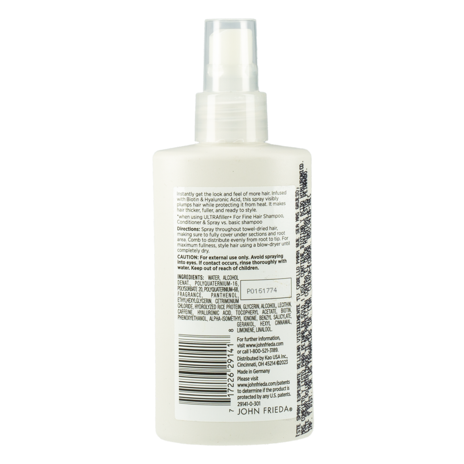 Tratamiento Capilar Ultra Filler+ Voluminizador Para Cabello Fino JOHN FRIEDA 150 Ml