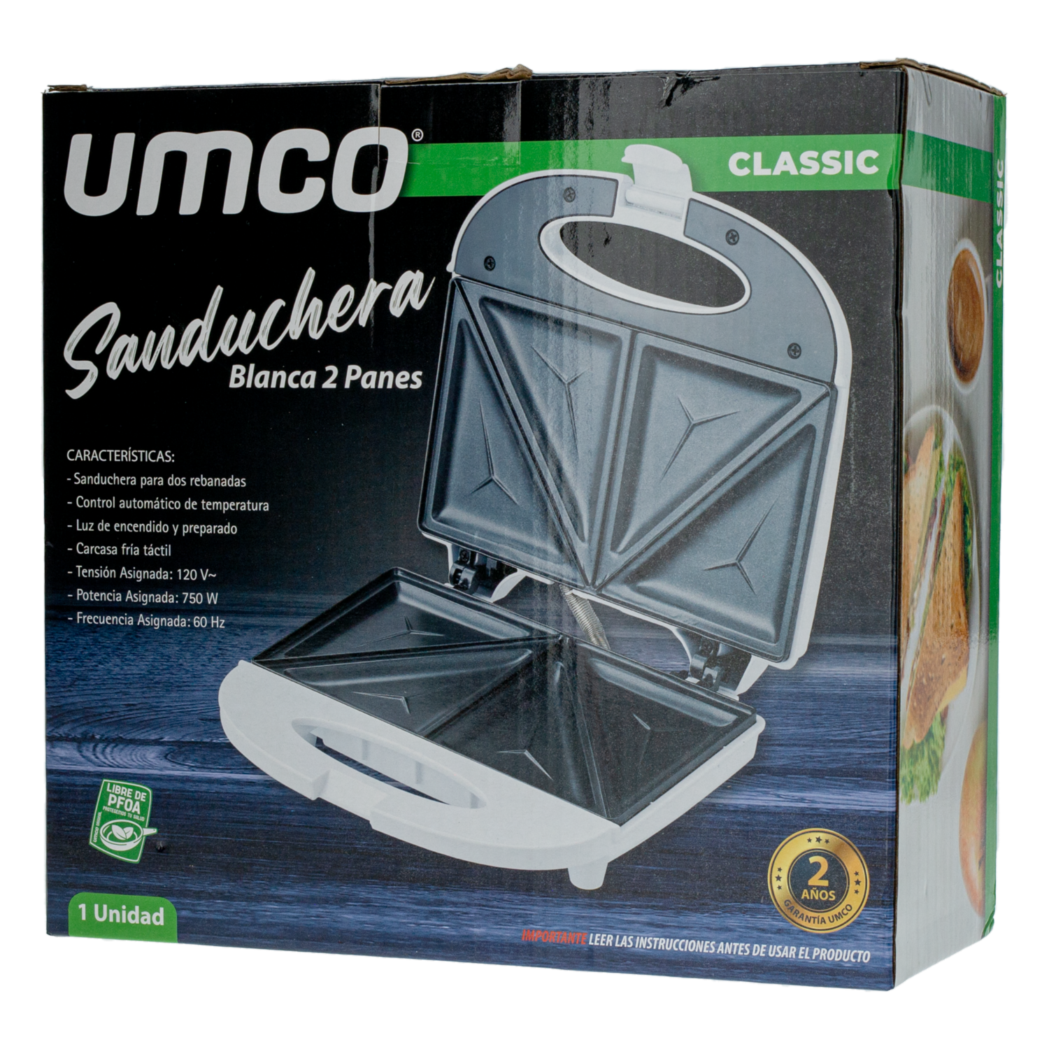 Sanduchera 750 Watts UMCO 2 Panes