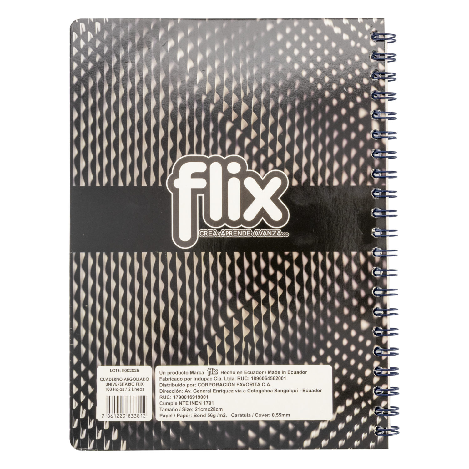 Cuaderno Universitario Argollado 2 Líneas FLIX 100 Hojas