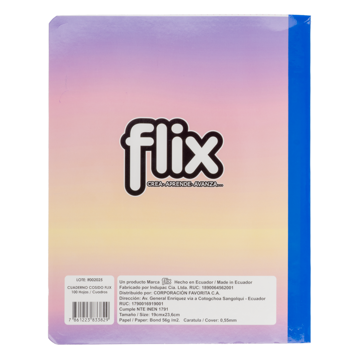 Cuaderno Cosido a Cuadros FLIX 100 Hojas