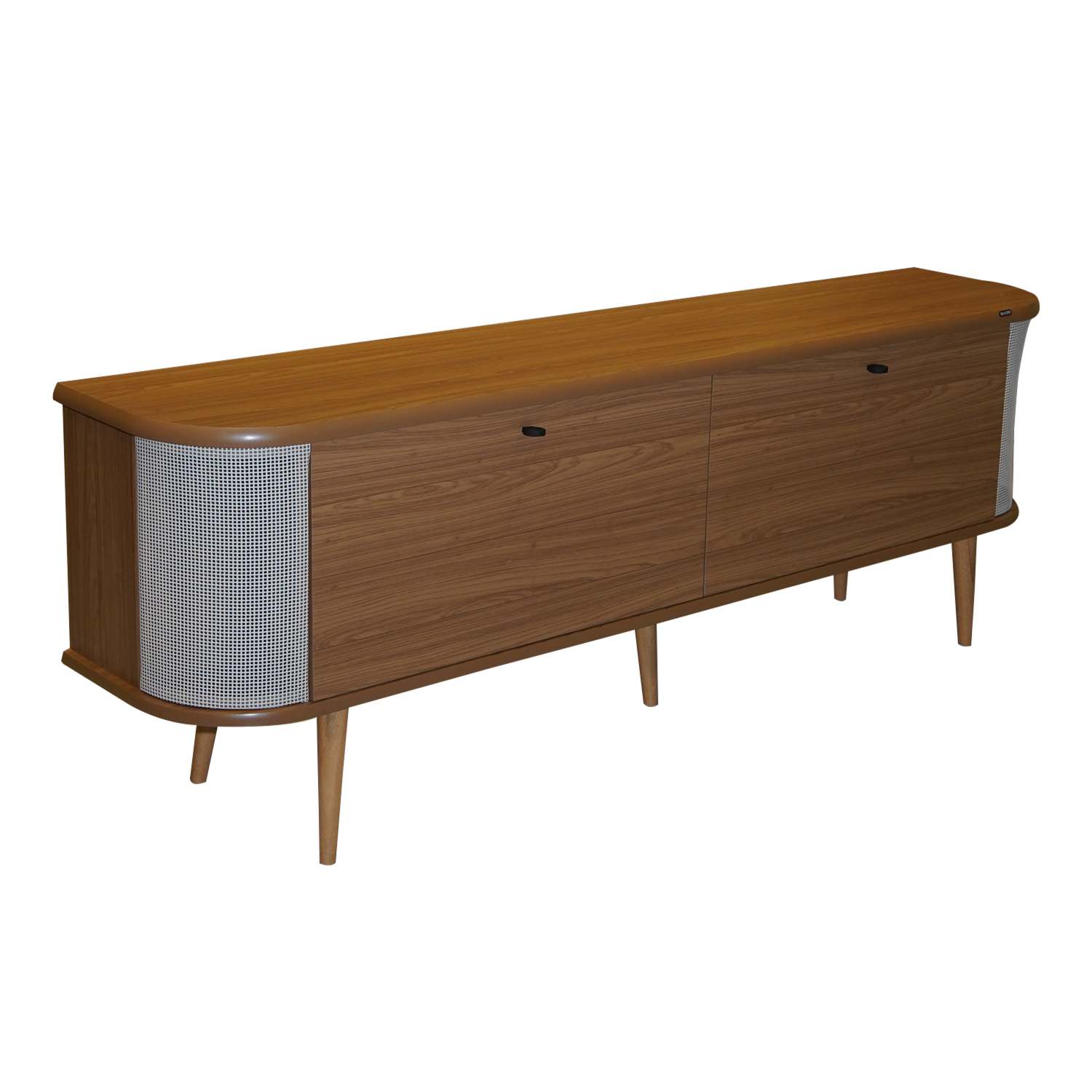 Rack De Tv Curva Con 2 Puertas Color Freijó Y Tela Sintética DALLA COSTA MDF