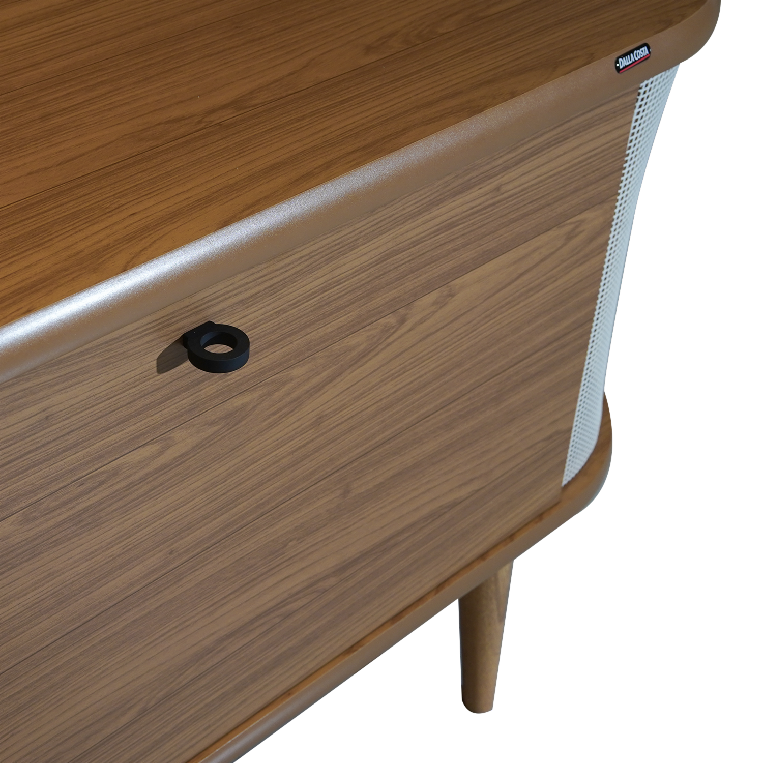 Rack De Tv Curva Con 2 Puertas Color Freijó Y Tela Sintética DALLA COSTA MDF