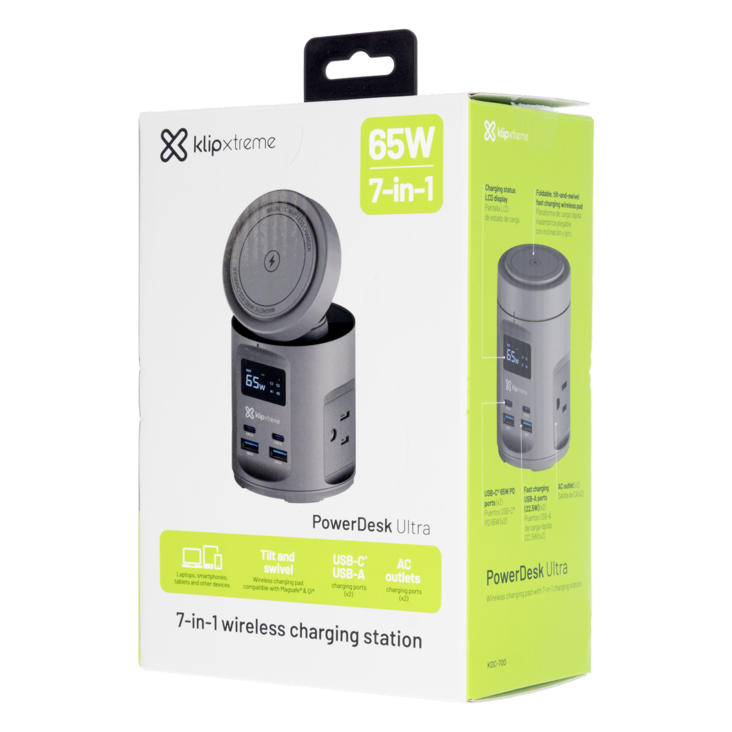 Estación De Carga Inalámbrica 7 In 1 Power Strip Display KLIPXTREME 65 W